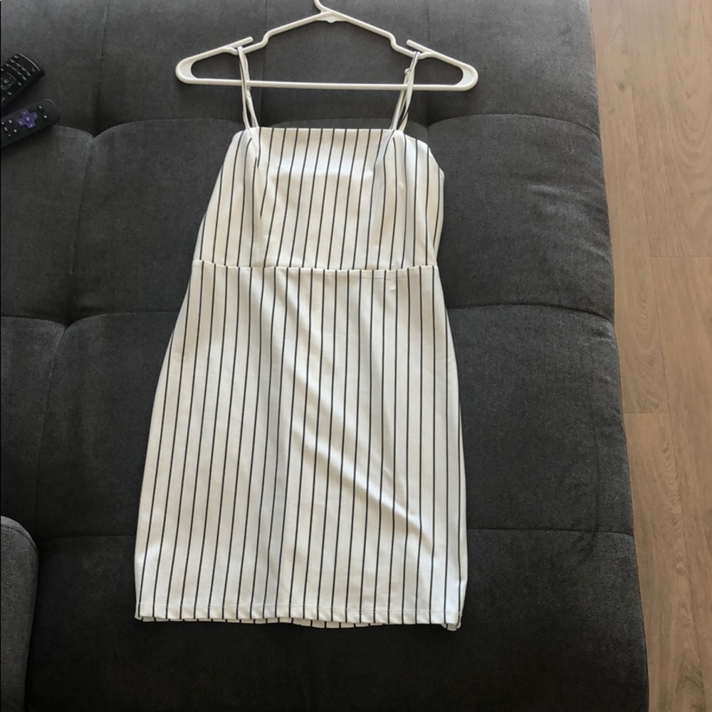 Black and White Striped Mini Dress